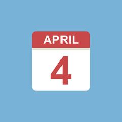 calendar - April 4 icon illustration isolated vector sign symbol