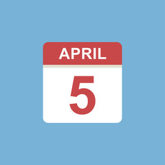 calendar - April 5 icon illustration isolated vector sign symbol