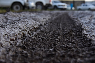 Huella de  neumatico sobre fango / Footprint of tire on mud