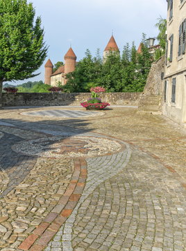 Chenaux Castle at Estavayer-le-Lac by day, Fribourg, Switzerland