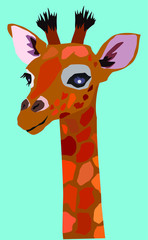 vector illustration portrait of a giraffe in color