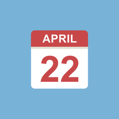 calendar - April 22 icon illustration isolated vector sign symbol