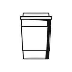 Coffee cup line on white back. Icon.