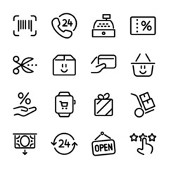 E-commerce and Shopping Icons, vector line icon set