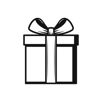 Gift box icon on white back. Concept.