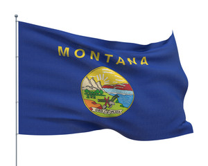 State of Montana flag. Flags of the states of USA. Isolated on WHITE background 3D illustration.