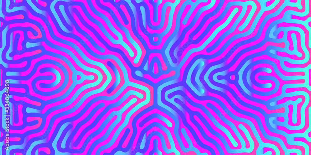 Poster Reaction-Diffusion vector pattern, psychedelic surreal biological shapes. 