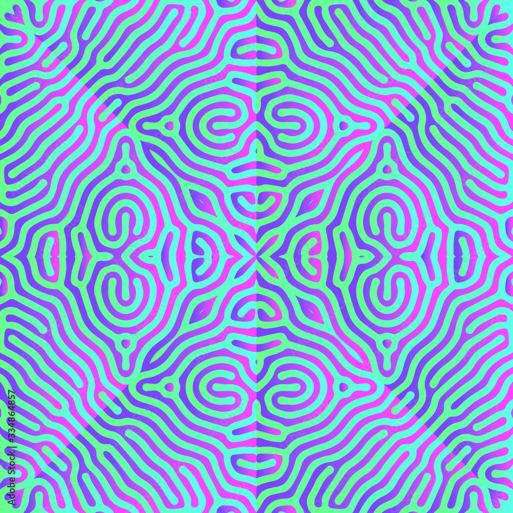 Poster reaction-diffusion vector pattern, psychedelic surreal biological shapes.
