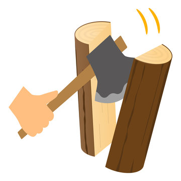axe splitting wood logs clip art preview
