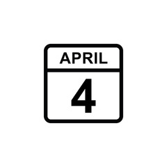 calendar - April 4 icon illustration isolated vector sign symbol