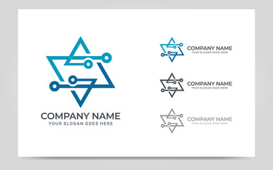 Abstract digital technology symbol logo design. Editable vector illustration logo template