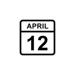 calendar - April 12 icon illustration isolated vector sign symbol