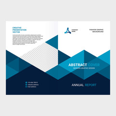 Creative presentation, cover design, catalog page layout, booklet, flyer, geometric blue background, vector