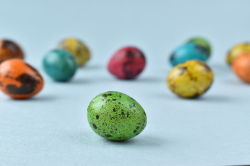 The quail eggs. Easter painted eggs. Holy Easter.