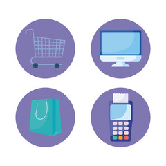 set of icons online shopping