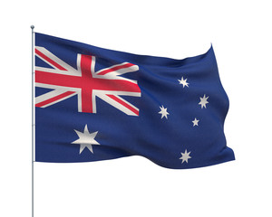Waving flags of the world - flag of Australia.  Isolated on WHITE background 3D illustration.