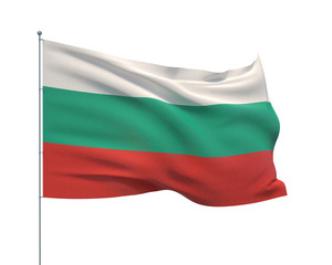 Waving flags of the world - flag  of Bulgaria.  Isolated on WHITE background 3D illustration.