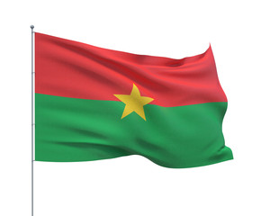 Waving flags of the world - flag  of Burkina Faso.  Isolated on WHITE background 3D illustration.