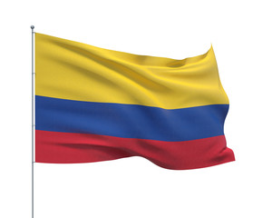 Fototapeta na wymiar Waving flags of the world - flag of Colombia. Isolated on WHITE background 3D illustration.