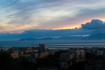 Sunset over the port of Cagliari 