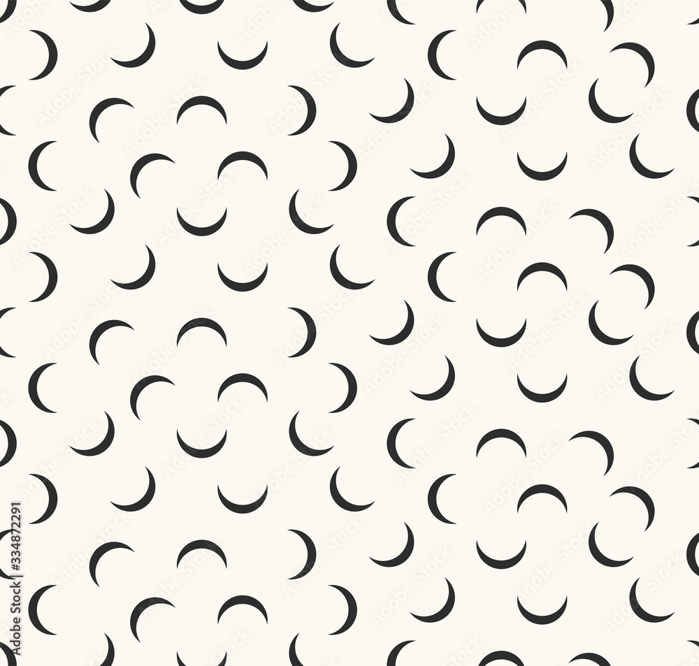 Poster seamless trendy feshion pattern with black moons. vector simple minimalistic background
