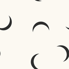 Seamless trendy feshion pattern with black moons. Vector simple minimalistic background