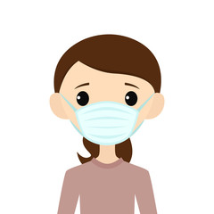 Vector illustration of a woman wearing a face mask