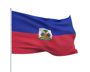 Waving flags of the world - flag of Haiti.  Isolated on WHITE background 3D illustration.