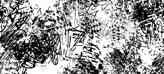 Black and white seamless grunge background. Abstract repeating texture. Monochrome template for printing
