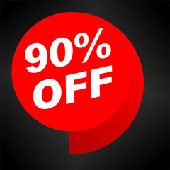Holiday Sale Banner, 90% OFF Special Offer Ad. Discount Promotion Vector Banner. Price Discount Offer. Season Sale Promo Sticker colorful background.