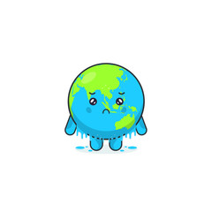 Melting Earth Character Vector Illustration