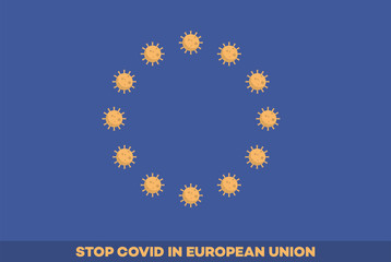 Vector Illustration. European Union fight against covid-19.