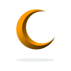 crescent moon icon logo design vector