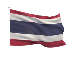 Fototapeta na wymiar Waving flags of the world - flag of Thailand. Isolated on WHITE background 3D illustration.
