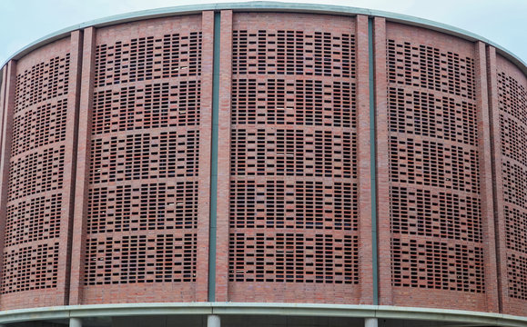 Modern architecture facade of a car parking area in the citry