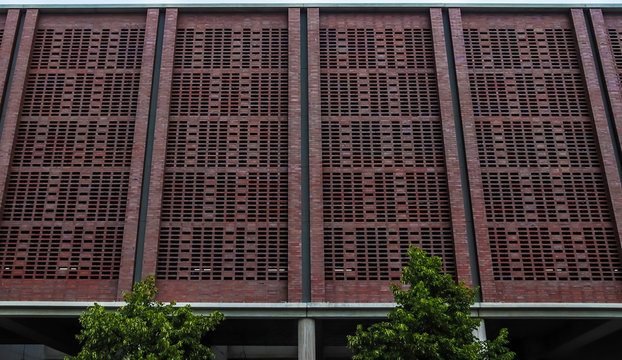 Modern architecture facade of a car parking area in the citry