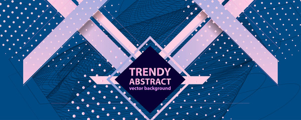 Naklejka premium Abstract background futuristic elements on Classic Blue color banner geometric blue