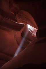 Page, Arizona / USA - August 05, 2015: Rock formations inside Upper Antelope Canyon, Page, Arizona, USA