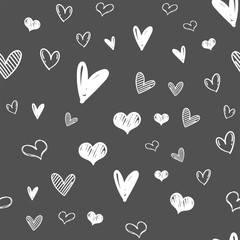 Heart doodles seamless pattern. Love illustration hearts hand drawn background.