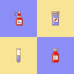 Cute Medicine Cartoon Package Vector Icon Illustration. Health And Medical Icon Concept. Flat Cartoon Style