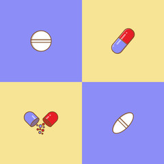 Fototapeta premium Cute Medicine Cartoon Package Vector Icon Illustration. Health And Medical Icon Concept. Flat Cartoon Style Vol. 1