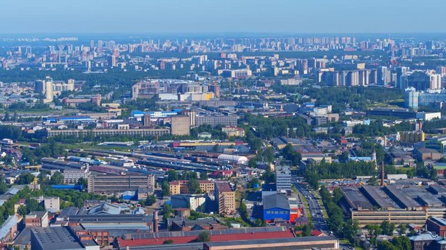 beautiful panorama view of Saint Petersburg from a drone