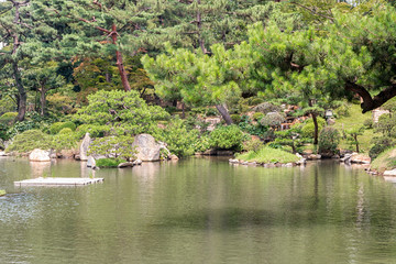 Scene at the Old Shukkeien Garden in Hiroshima, Japan