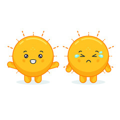 Cute Sun Characters With Happy and Sad Expressions