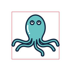 Isolated octopus fill style icon vector design