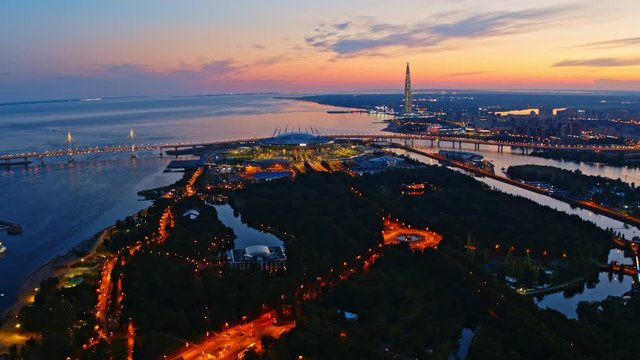 beautiful panorama view of Saint Petersburg from a drone