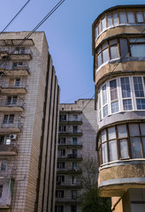 Residential buildings in Stavropol, Russia, Soviet modernism era brutalism style