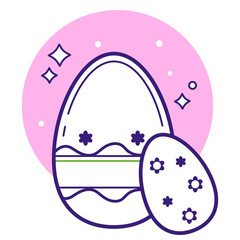 Cute Stylized Striped eggs icon. Pink Easter vector set. Decorated eggs.