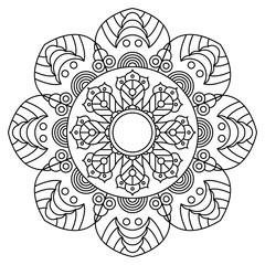 Flower Mandala. Vintage decorative elements. Oriental pattern, vector illustration. Islam, Arabic, Indian, moroccan,spain, turkish, pakistan, chinese, mystic, ottoman motifs. Coloring book page