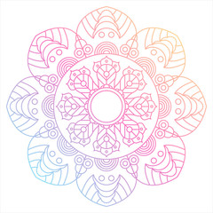 Flower Mandala gradient on white isolated background. Vintage decorative elements. Oriental pattern, vector illustration.